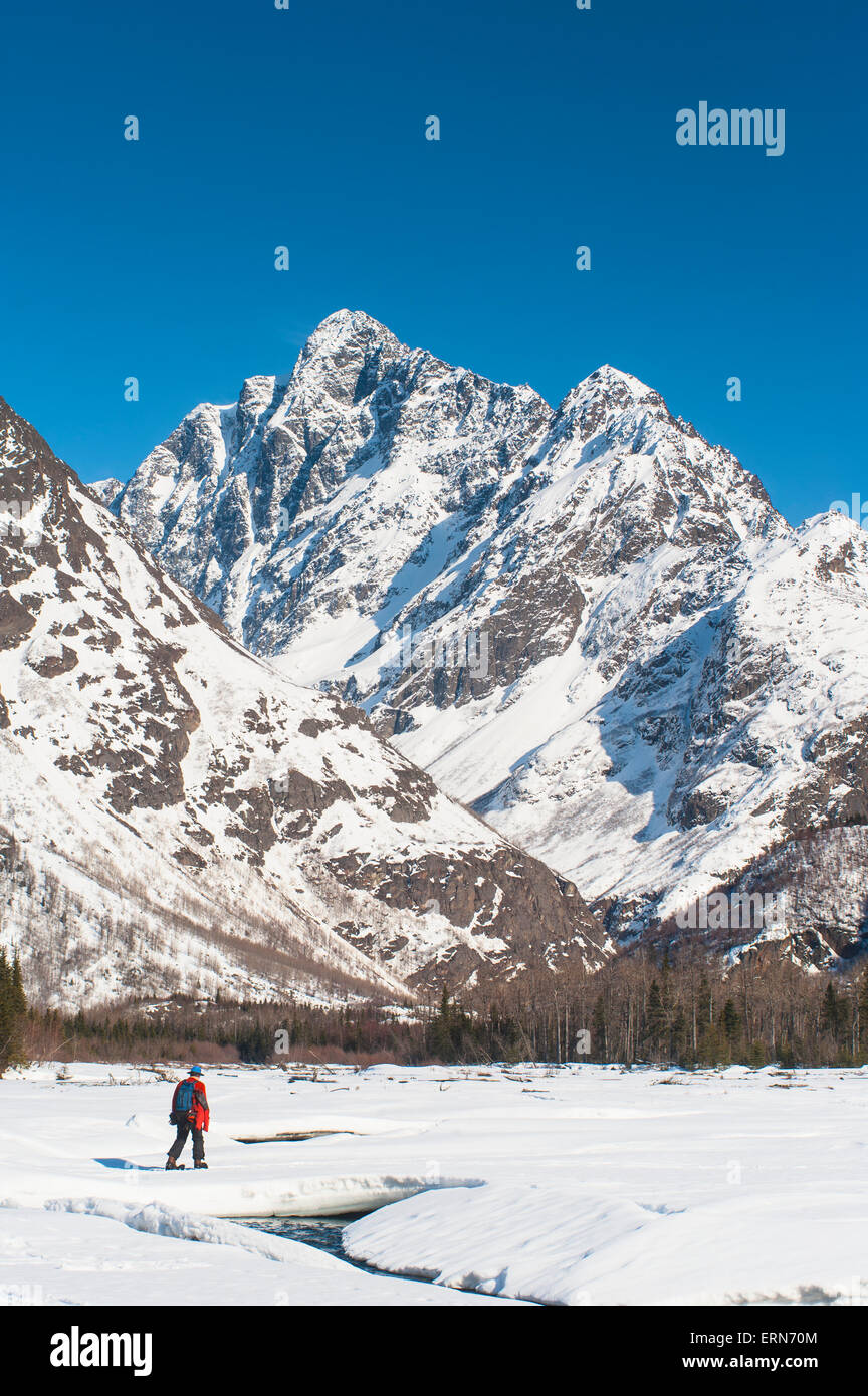 Stream,Alaska,Snowshoeing,Eagle River Valley Stock Photo Alamy