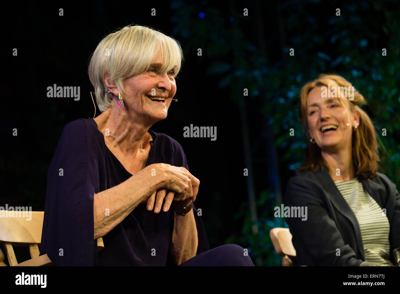 SHEILA HANCOCK, actor and writer, and widow of the late John Thaw (Inspector Morse / The Sweeney) speaking at Hay Literature Festival 2015 Monday  May 25 2015 Stock Photo