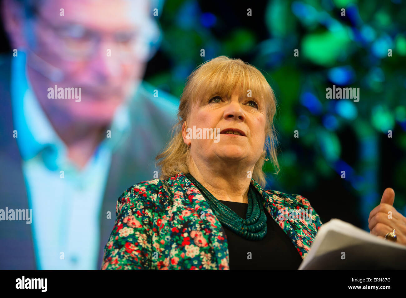POLLY TOYNBEE, Guardian columnist, writer, author, speaking at the Hay Literature Festival 2015 Stock Photo