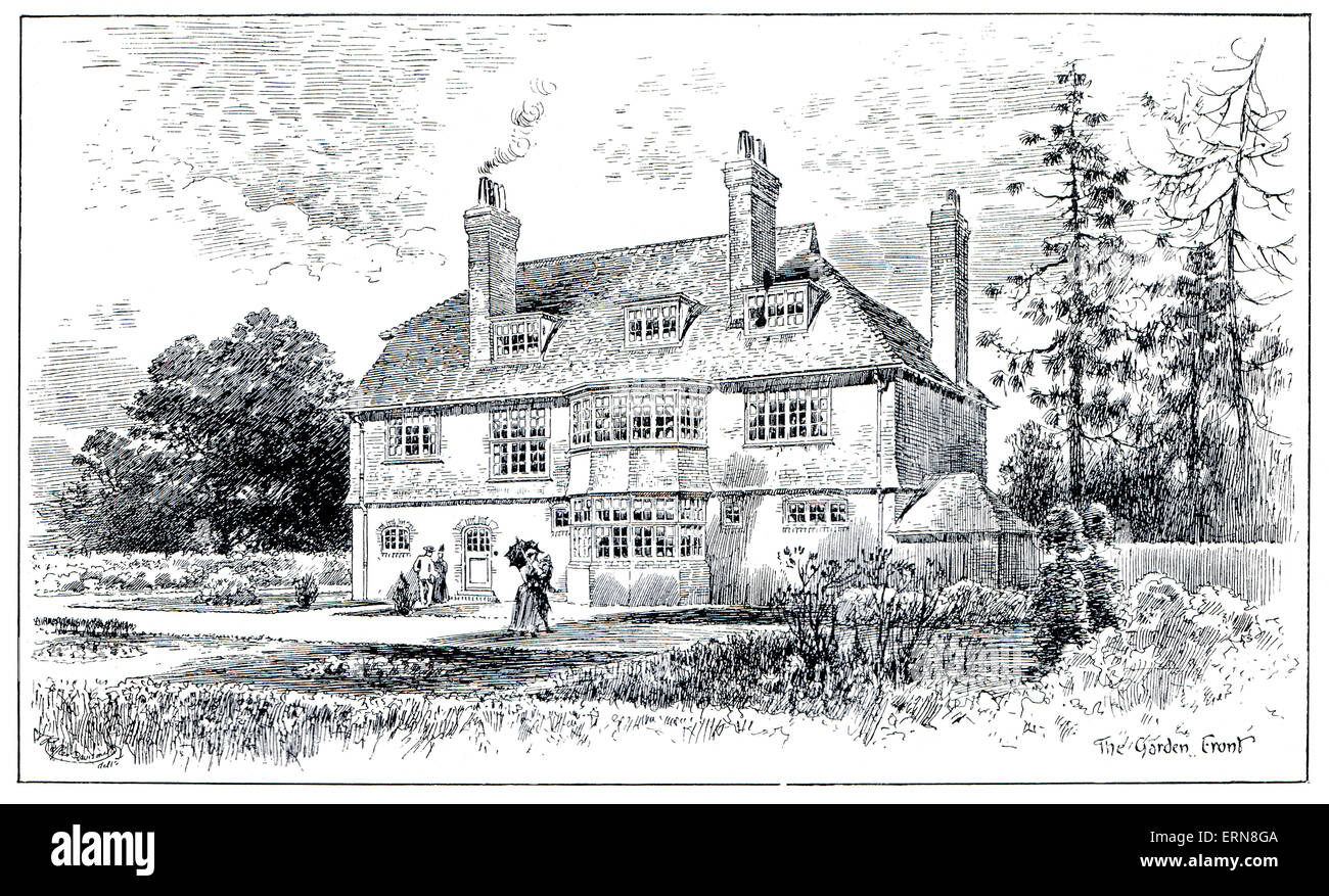 rear elevation of late Victorian country house at Bickley by Architect Ernest Newtonr Stock Photo