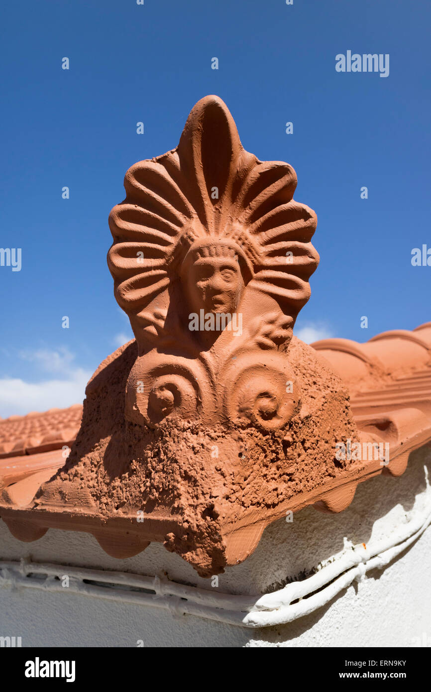 Decorative roof ornament in Mega Limnionas on the isle of Chios, Greece Stock Photo