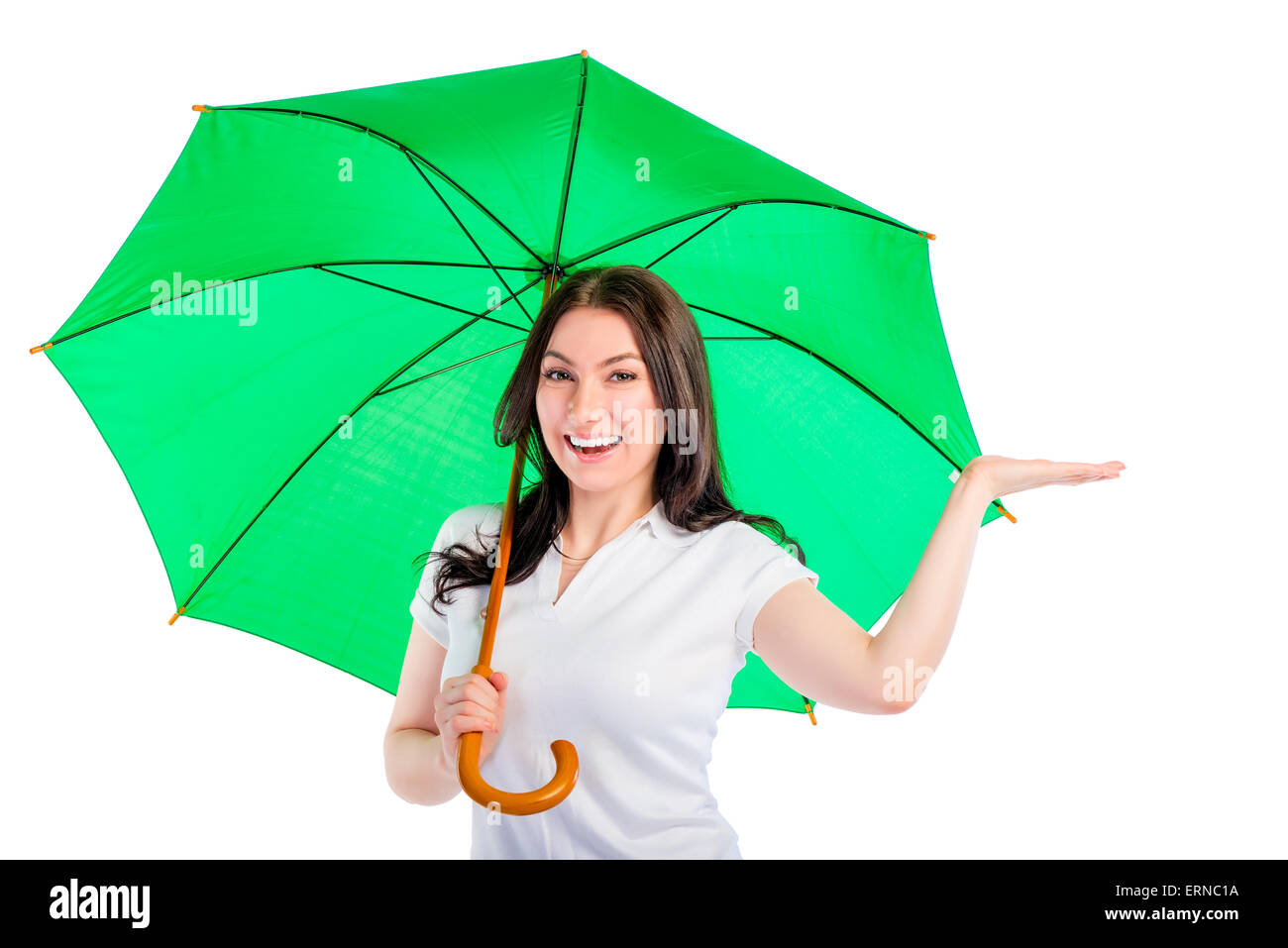 woman under the umbrella put his hand isolated Stock Photo Alamy