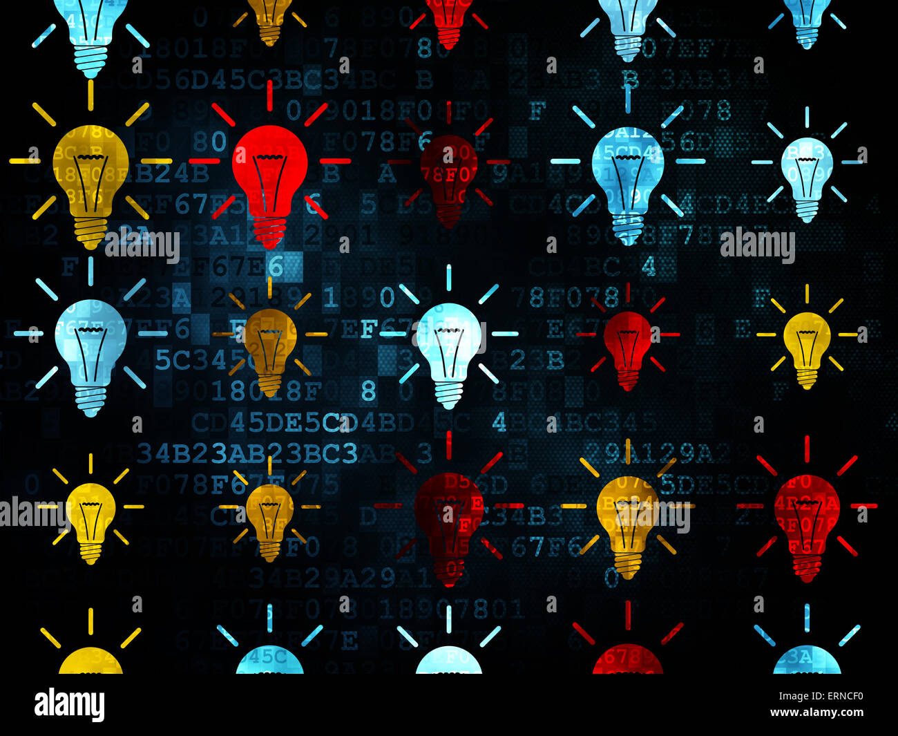 Finance concept: Light Bulb icons on Digital background Stock Photo - Alamy