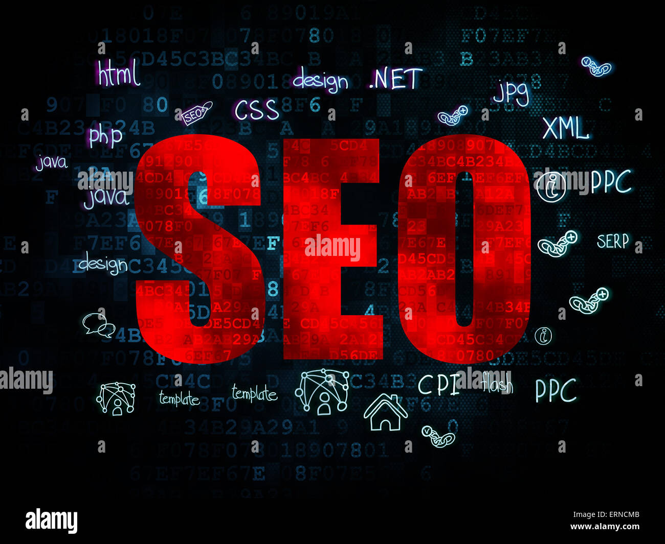 Web development concept: SEO on Digital background Stock Photo - Alamy