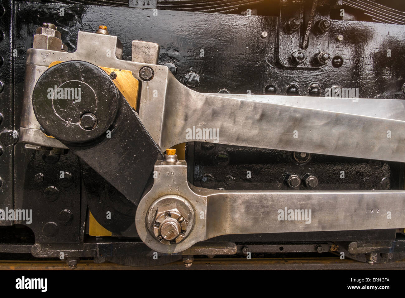 Steam train wheelgear Stock Photo