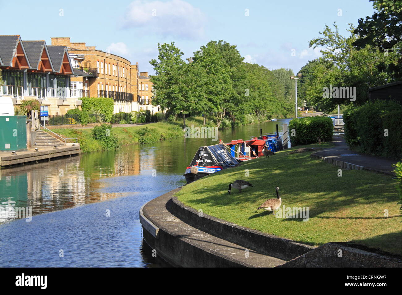 Molesey Lock and Hampton Court Crescent, East Molesey, Surrey, England