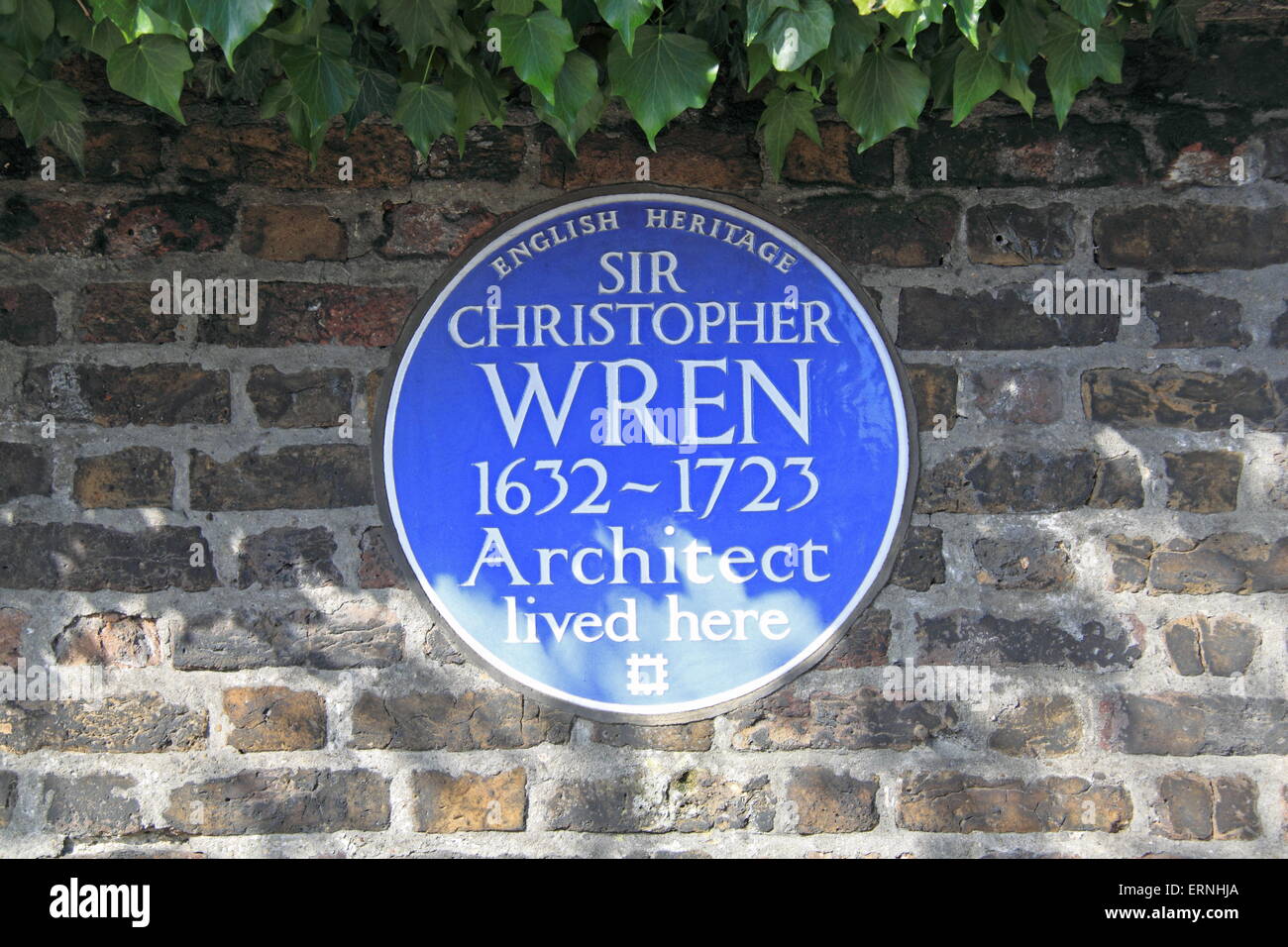 Christopher Wren Blue Plaque, Old Court House, Hampton Court, Surrey, England, Great Britain, United Kingdom, UK, Europe Stock Photo