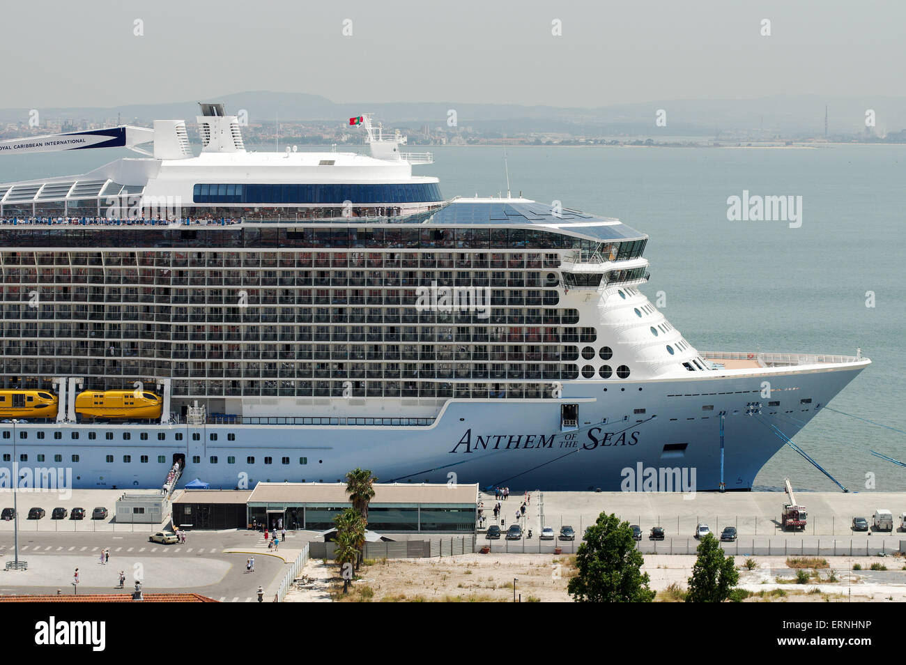 MS Anthem of the Sea operated by Royal Caribbean International docked in Lisbon Stock Photo