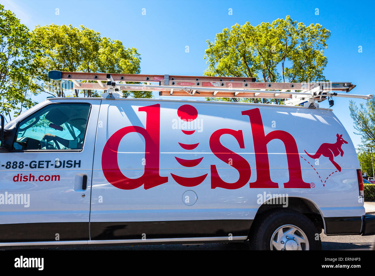 A Dish Network Installers truck in California Stock Photo Alamy