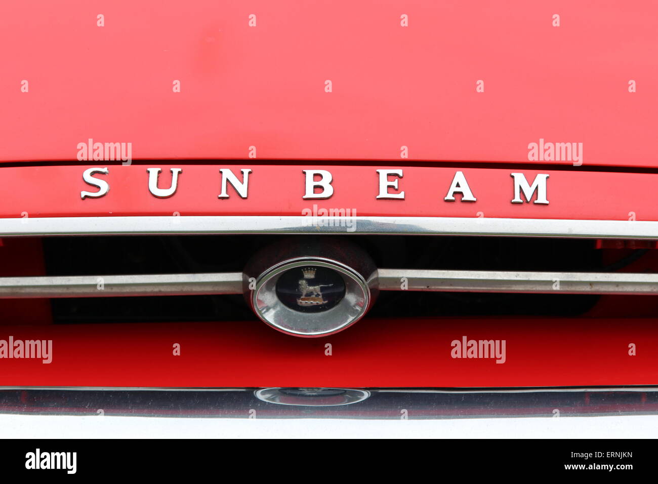 Sunbeam badge on a car bonnet Stock Photo