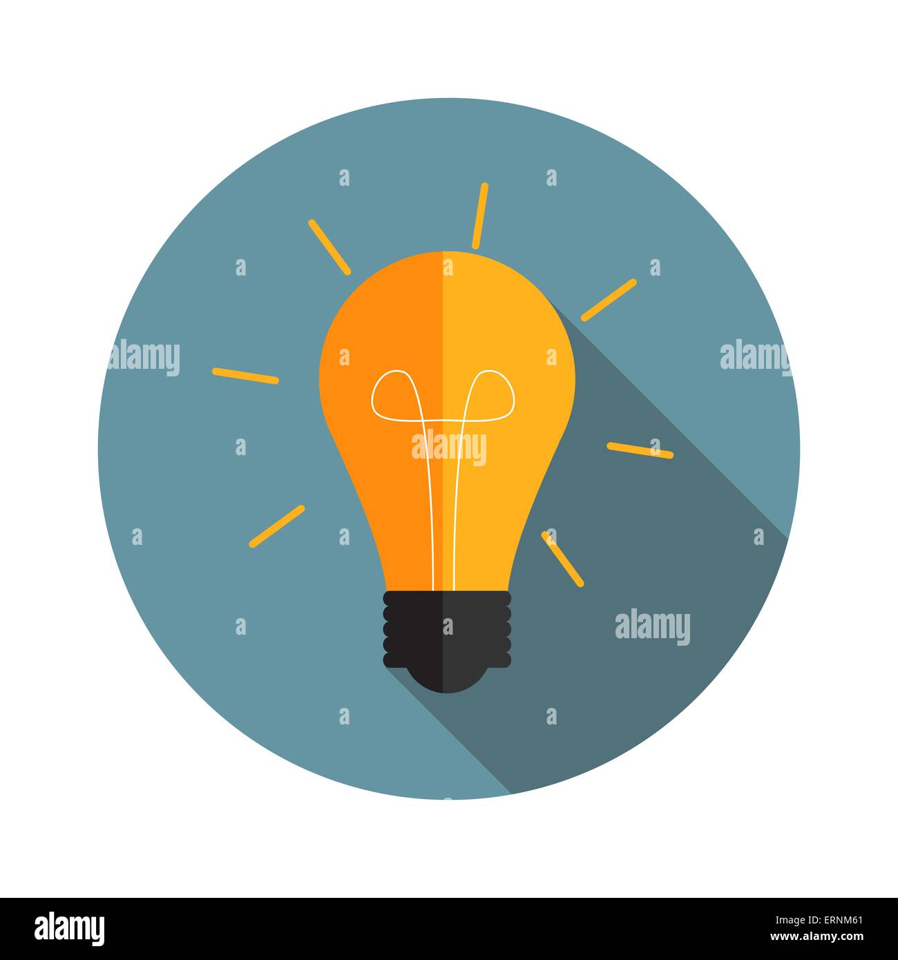 Idea Bulb Flat Icon with Long Shadow, Vector Illustration Stock Vector ...