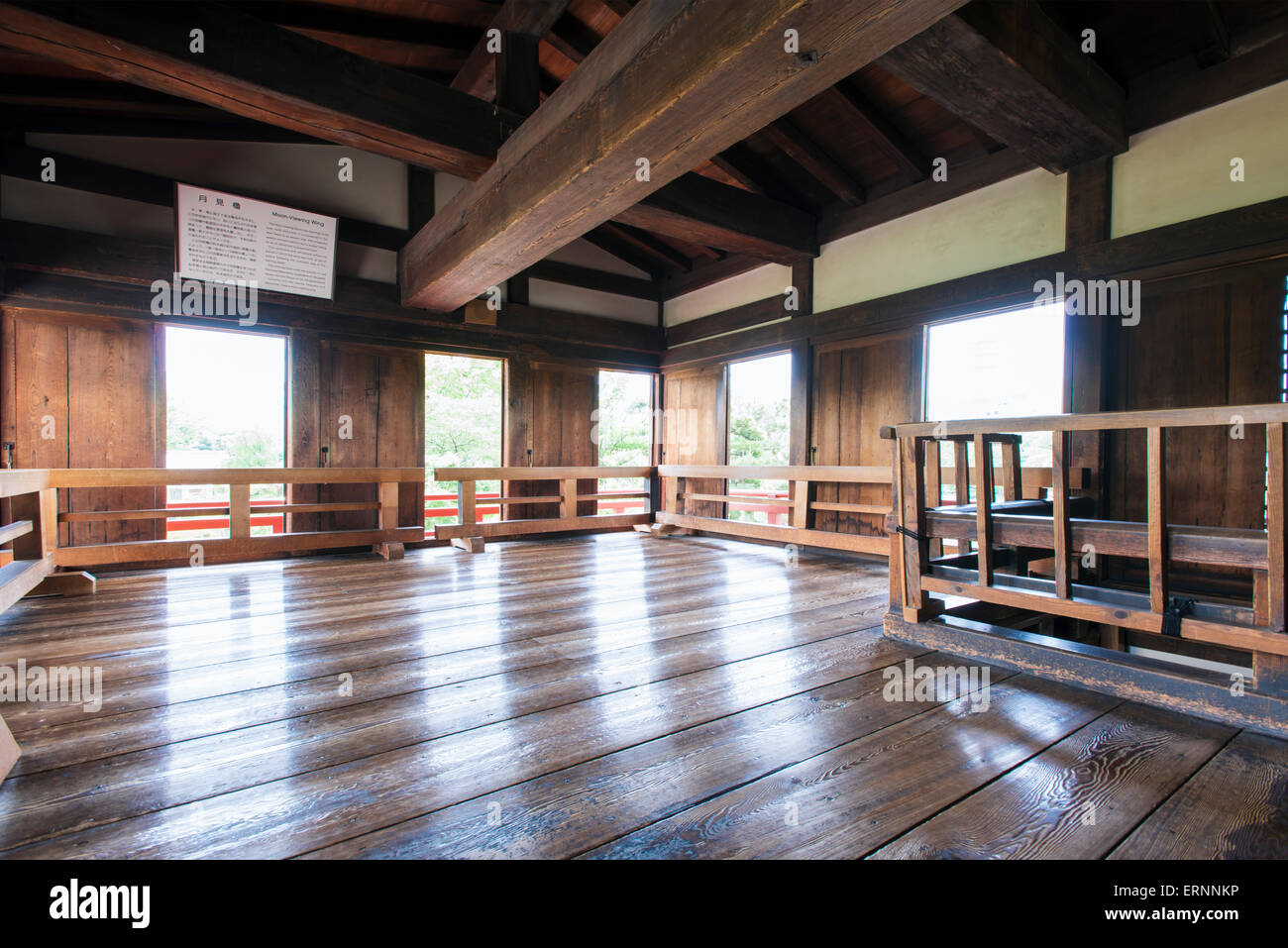 The Moon Viewing Room inside Matsumoto Castle, Nagano, Japan Stock