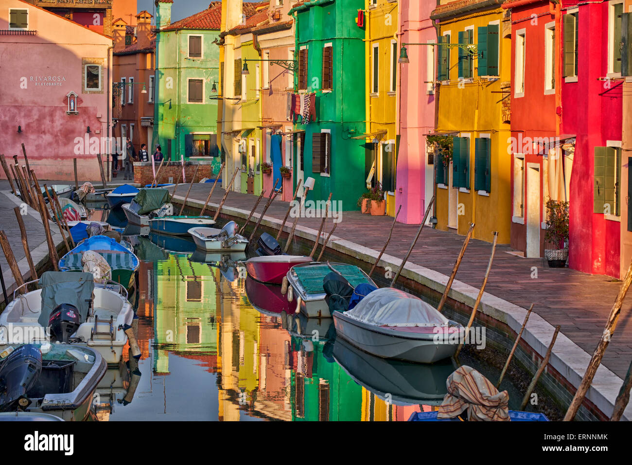 Colorful houses of Burano in the Venetian lagoon. Stock Photo