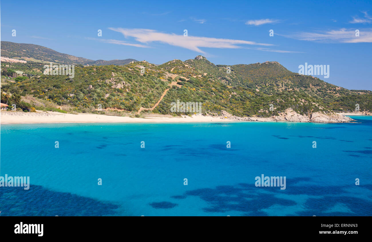 The turquoise color of the sea in Villasimius.Sardinia,Italy Stock Photo