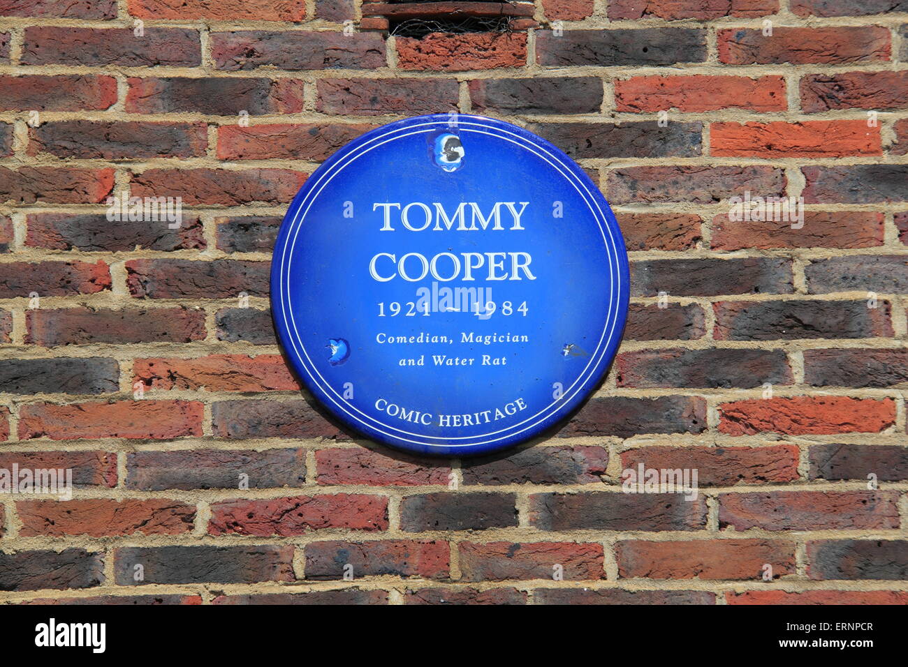Tommy Cooper Blue Plaque, Teddington Studios (demolished Summer 2016), England, Great Britain, United Kingdom, UK, Europe Stock Photo