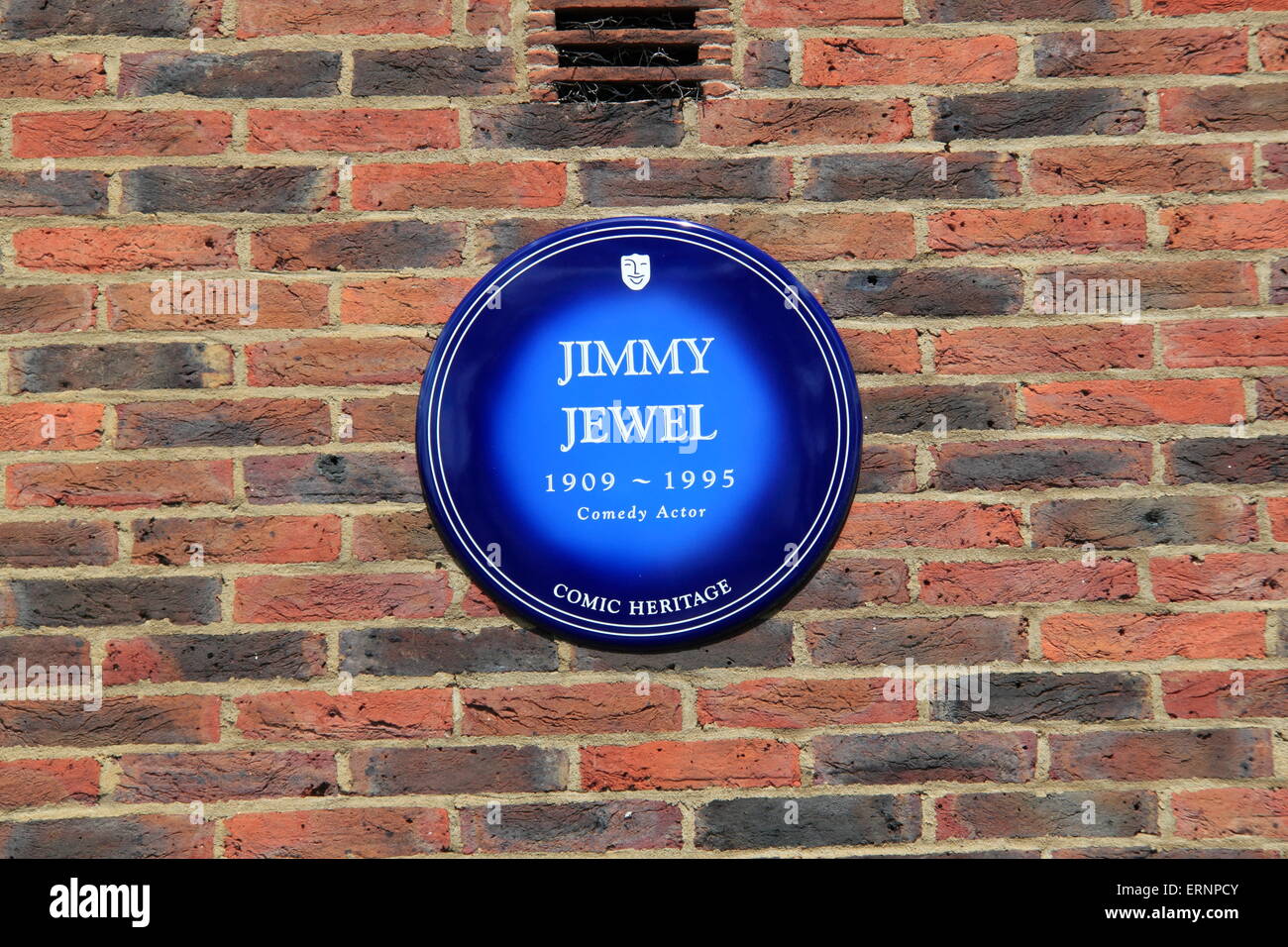 Jimmy Jewel Blue Plaque, Teddington Studios (demolished Summer 2016), England, Great Britain, United Kingdom, UK, Europe Stock Photo