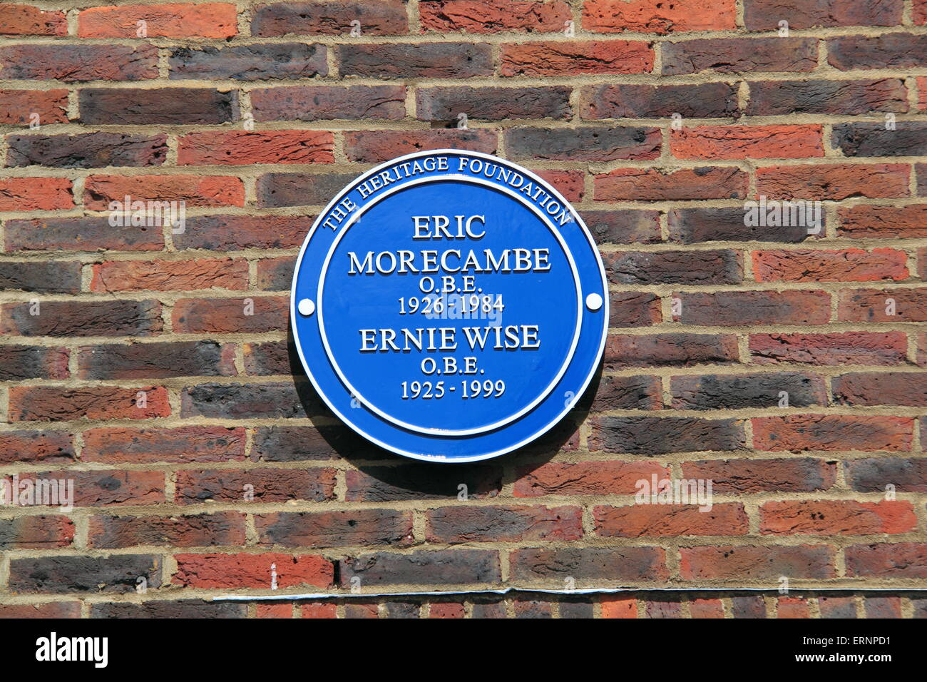 Morecambe and Wise Blue Plaque, Teddington Studios (demolished Summer 2016), England, Great Britain, United Kingdom, UK, Europe Stock Photo