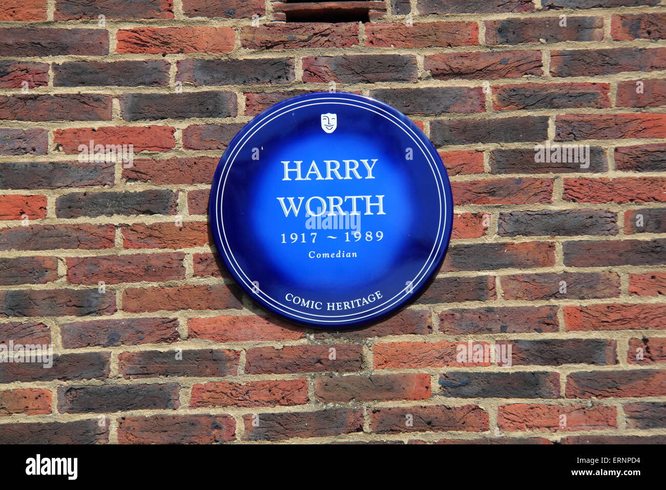 Harry Worth Blue Plaque, Teddington Studios (demolished Summer 2016), England, Great Britain, United Kingdom, UK, Europe Stock Photo