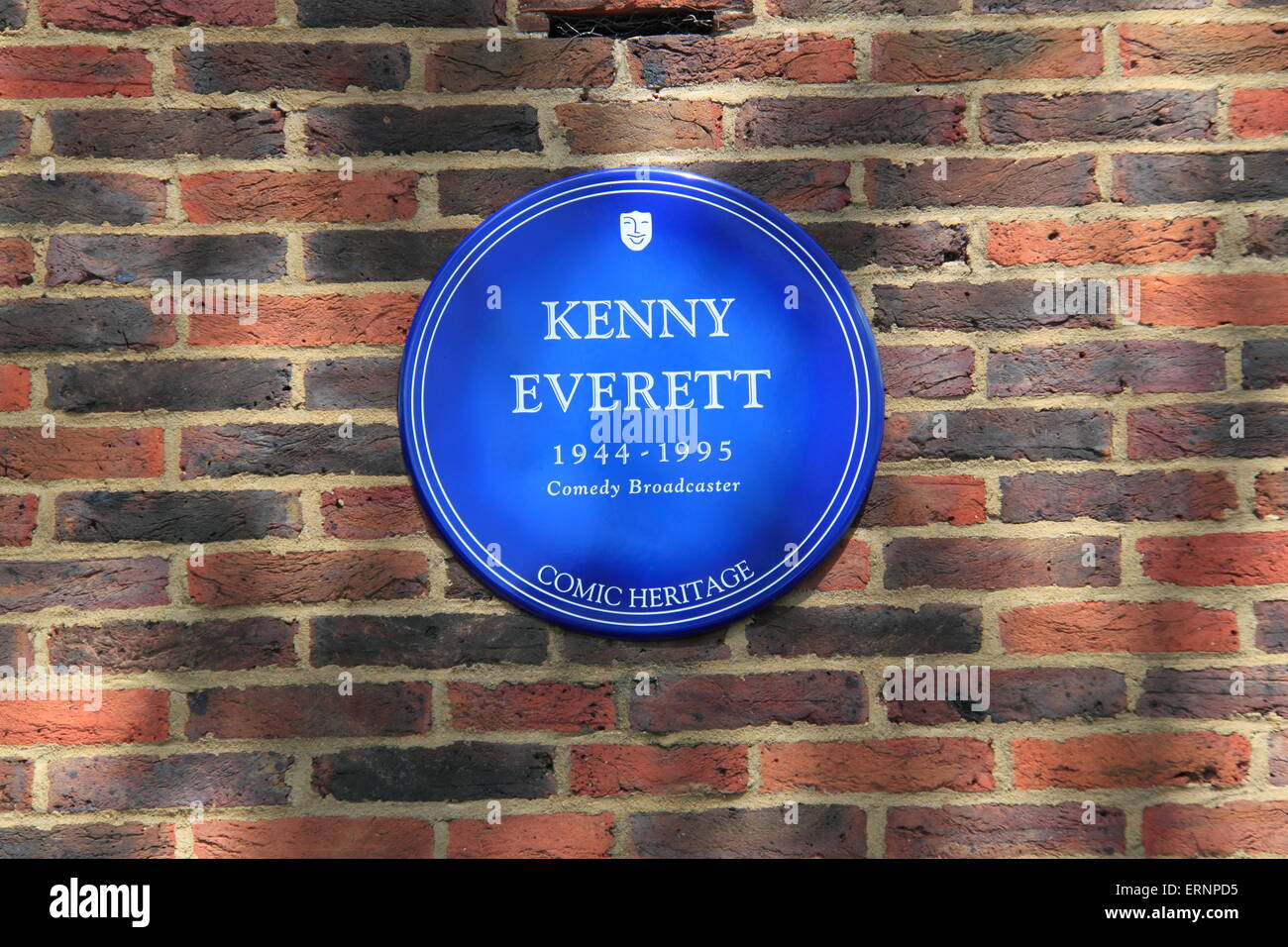 Kenny Everett Blue Plaque, Teddington Studios (demolished Summer 2016), England, Great Britain, United Kingdom, UK, Europe Stock Photo