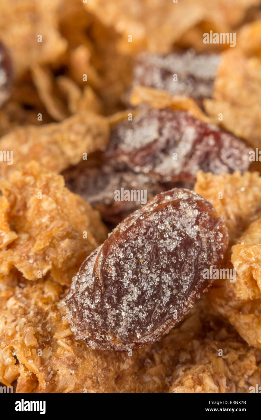 Close up macro bran cereal with raisins for heart healthy background Stock Photo Alamy