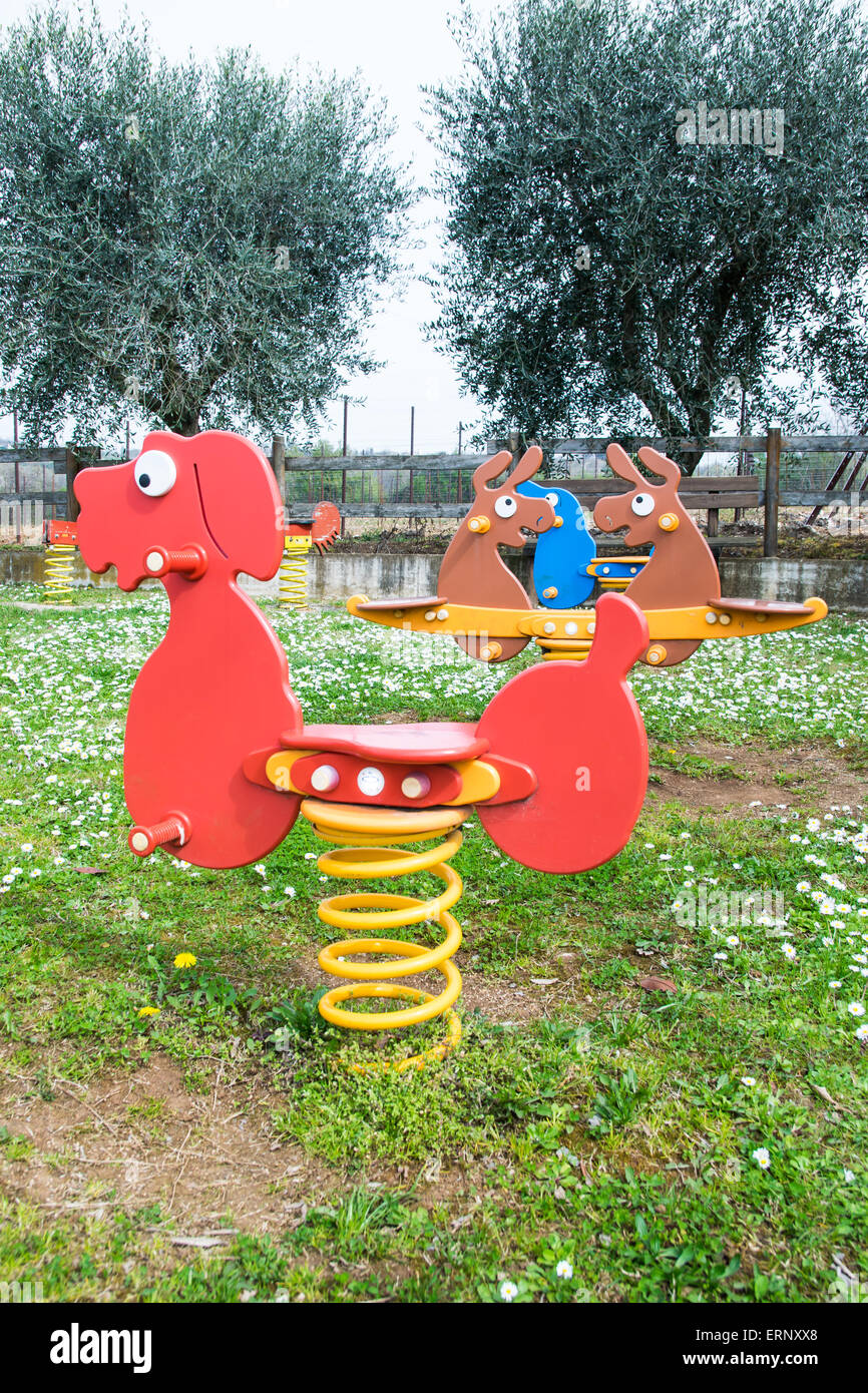 spring games in outdoor playground Stock Photo Alamy