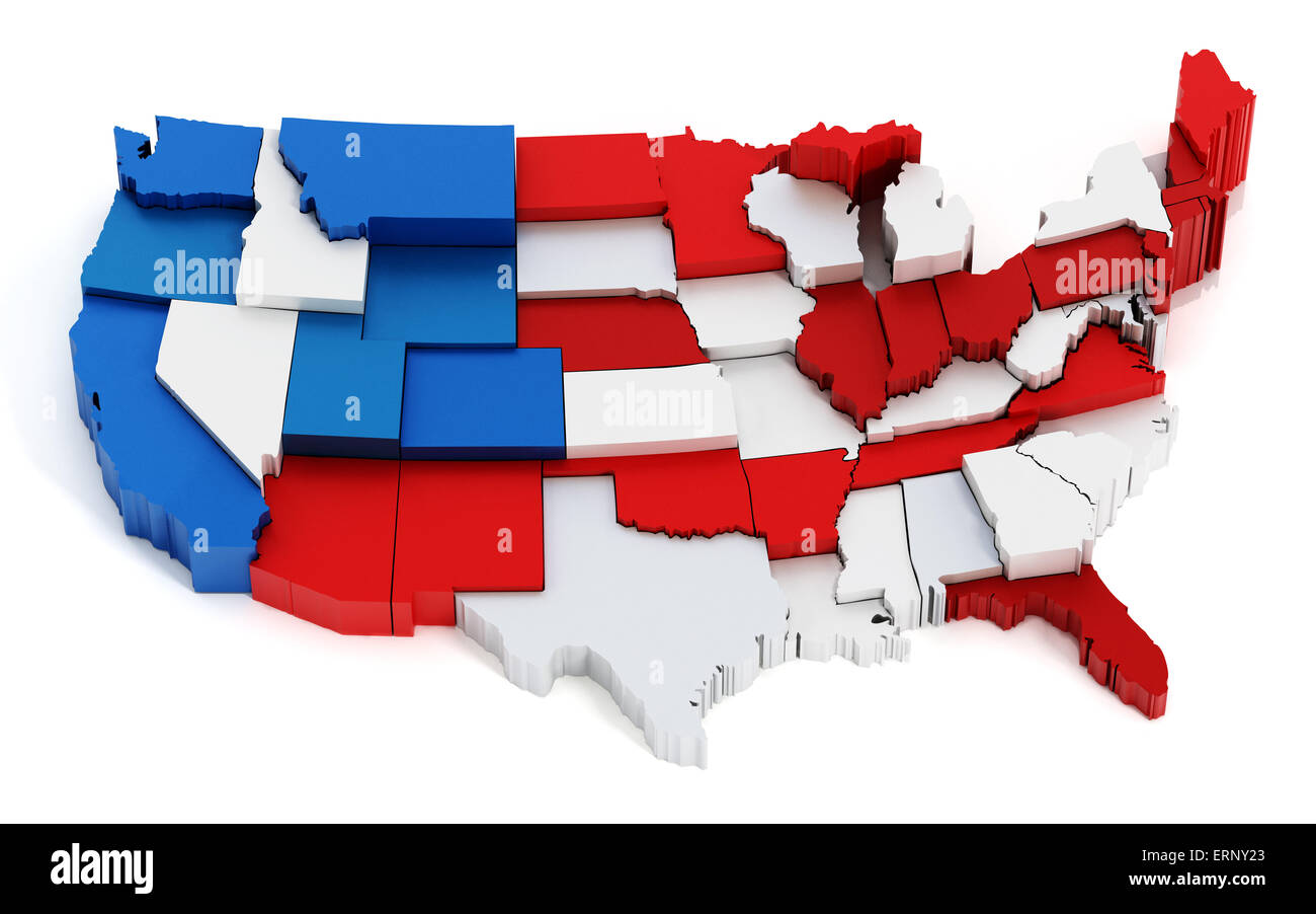 USA map in blue and red colors Stock Photo