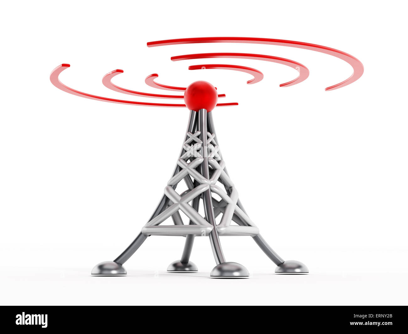 Wireless communication tower isolated on white background Stock Photo