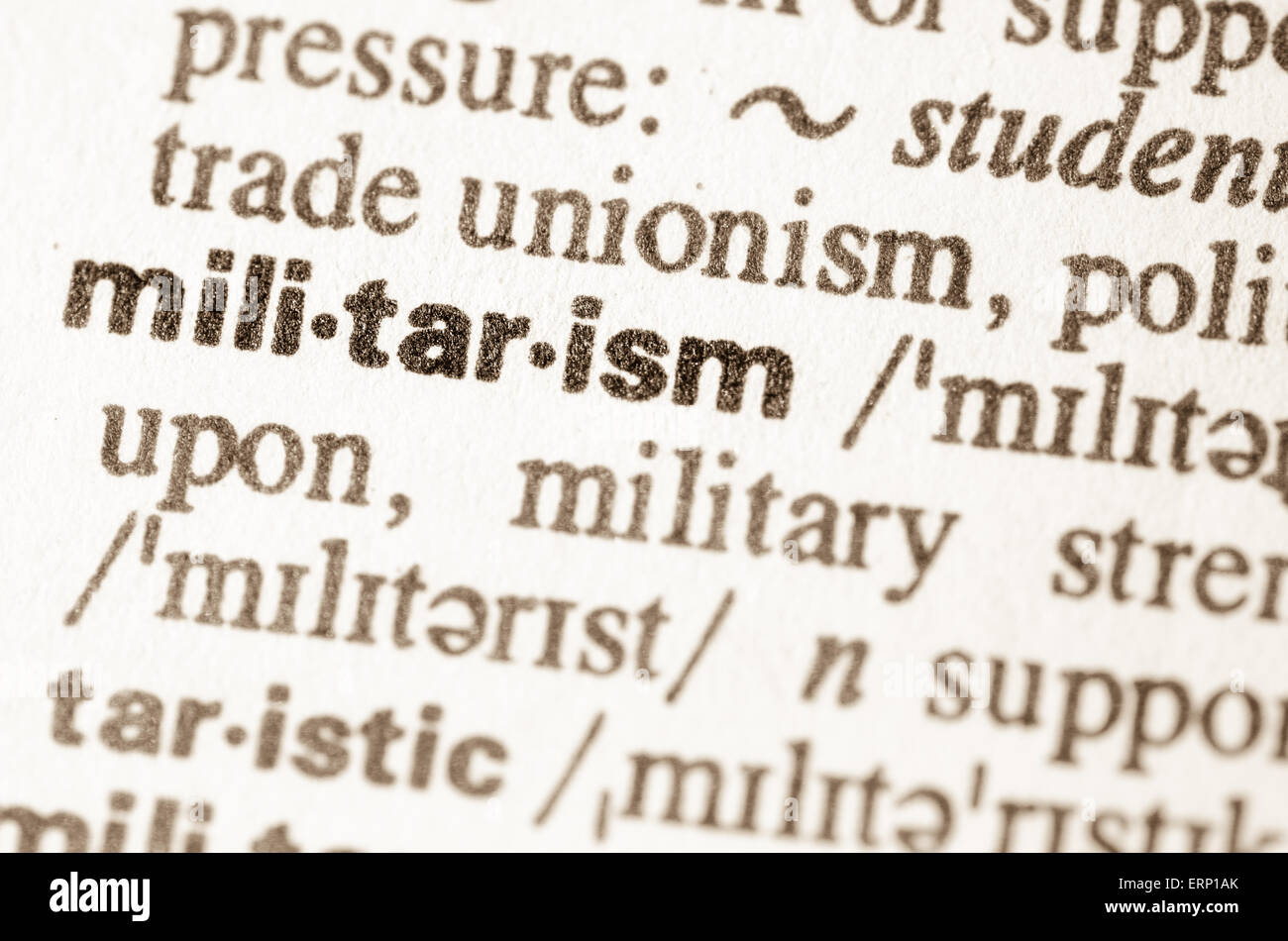 Definition of word militarism in dictionary Stock Photo Alamy