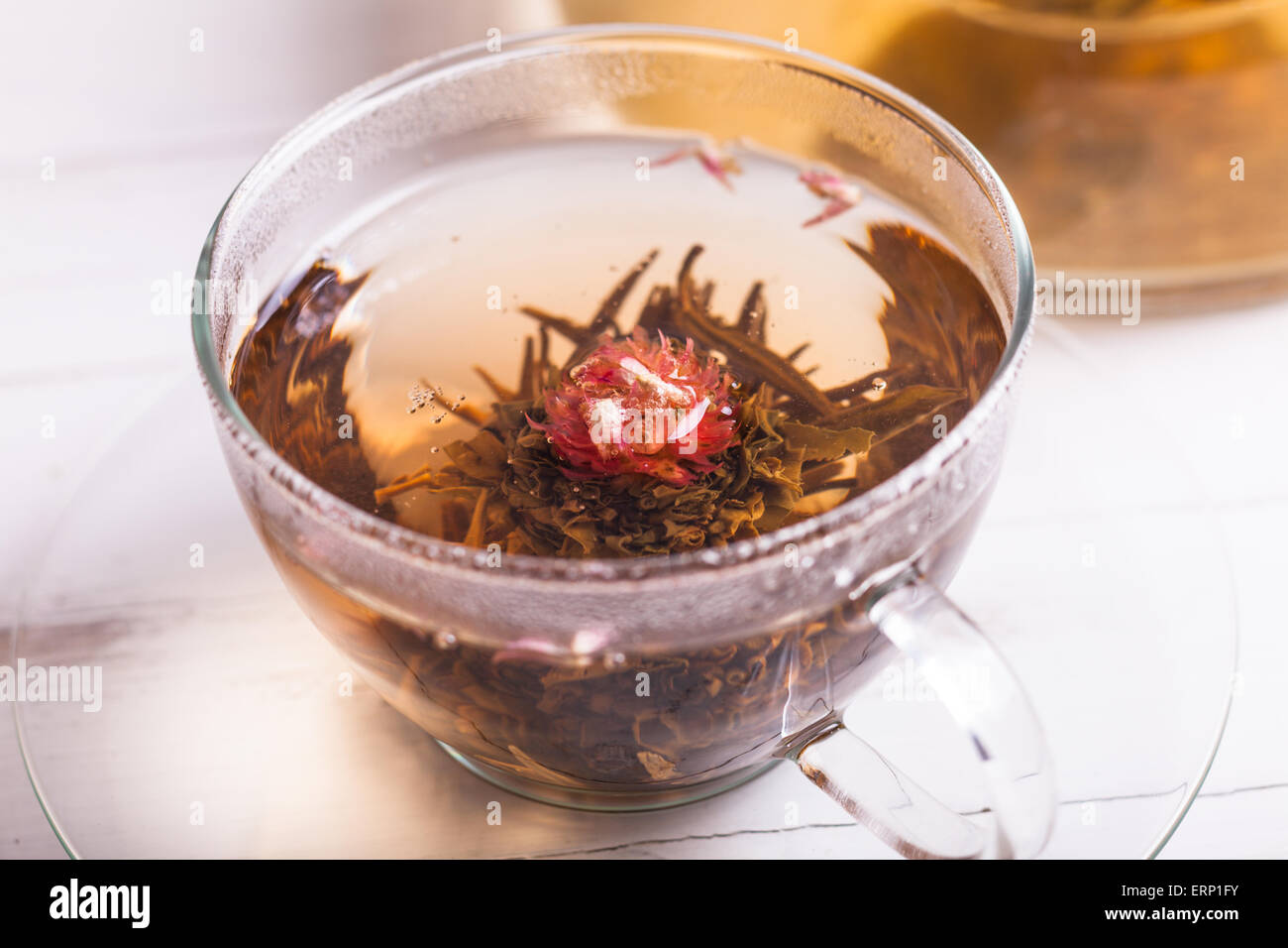 Blooming Flower Tea Stock Photo Alamy
