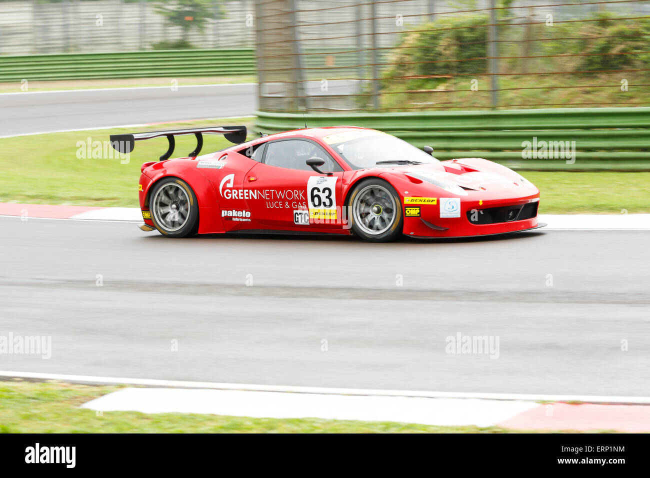 Imola, Italy – May 16, 2015: Ferrari F458 Italia GT3 of Af Corse Team,  in action during the European Le Mans Series Stock Photo