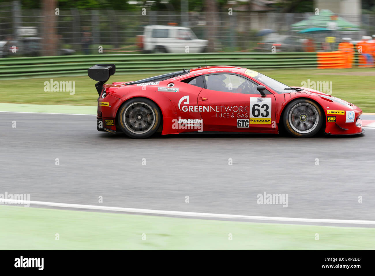 Imola, Italy – May 16, 2015: Ferrari F458 Italia GT3 of Af Corse Team,  in action during the European Le Mans Series Stock Photo