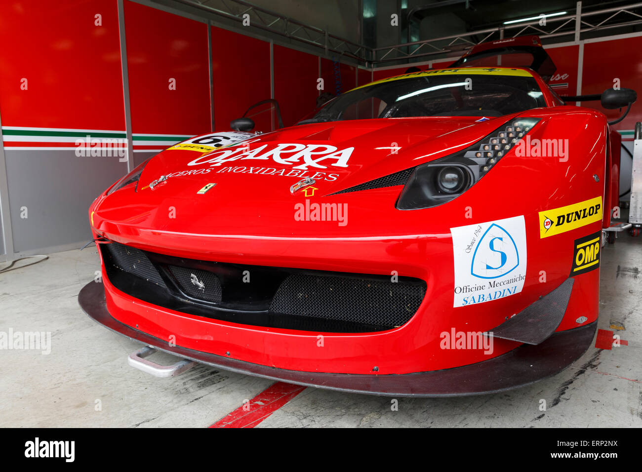 Imola, Italy – May 16, 2015: Ferrari F458 Italia GT3 of Af Corse Team,  in action during the European Le Mans Series Stock Photo