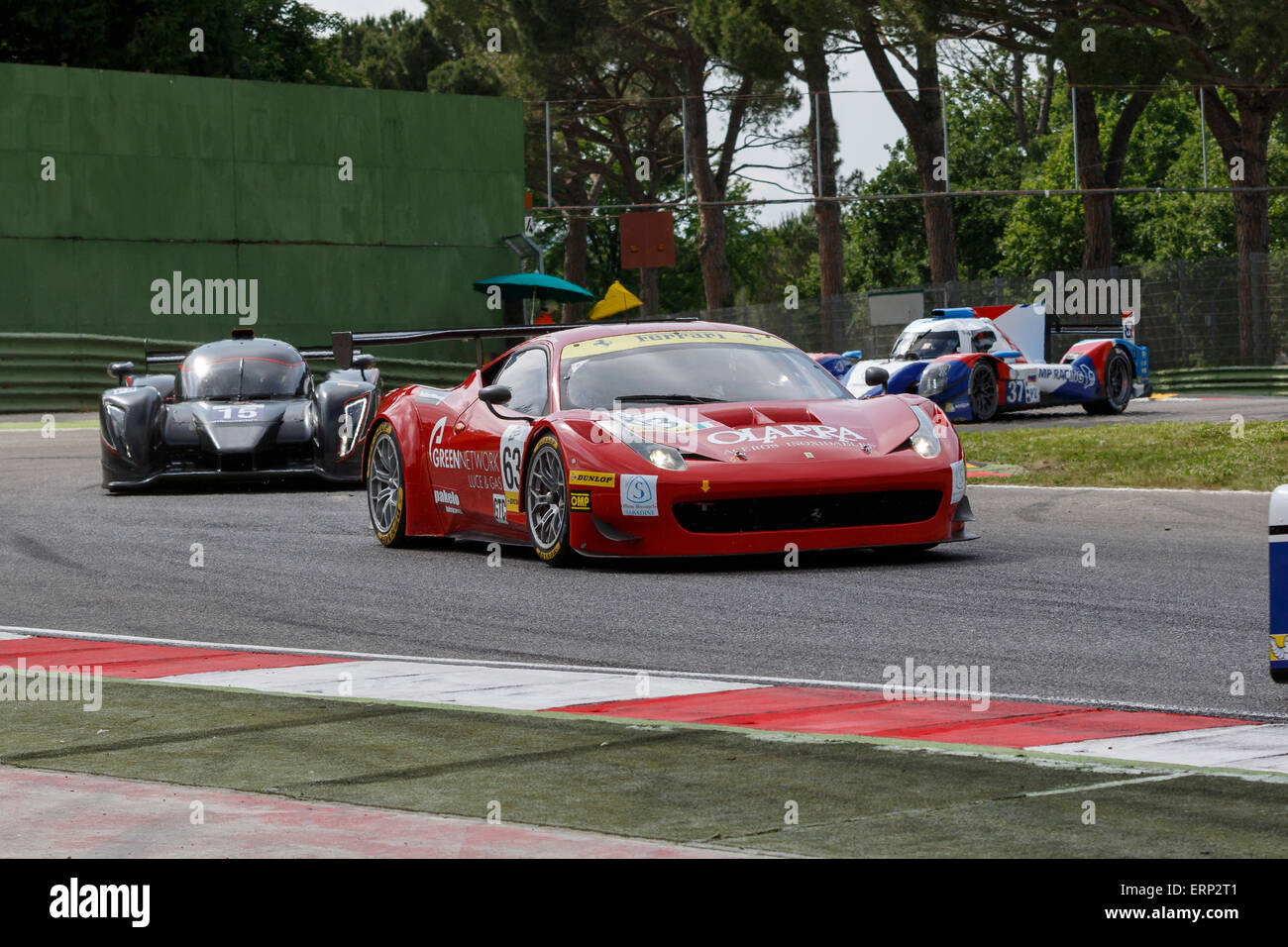 Imola, Italy – May 16, 2015: Ferrari F458 Italia GT3 of Af Corse Team,  in action during the European Le Mans Series Stock Photo