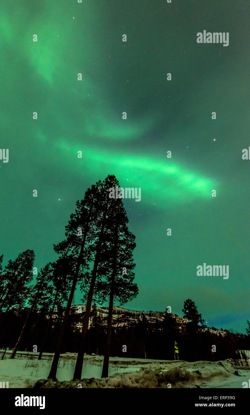 Display of Northern Lights (Aurora Borealis) Alta Norway Scandinavia Europe Stock Photo