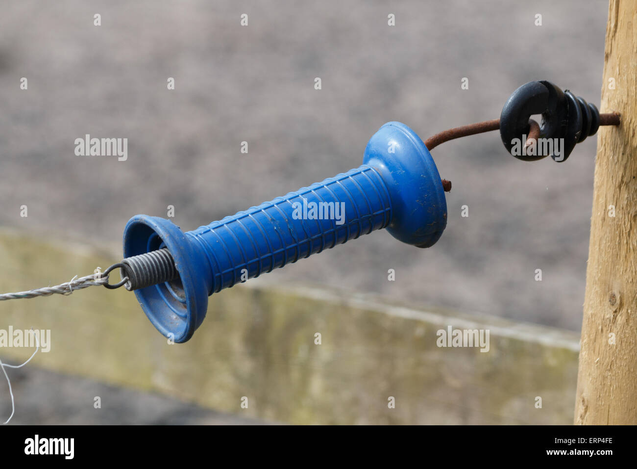 Electric fence gate insulator handle Stock Photo