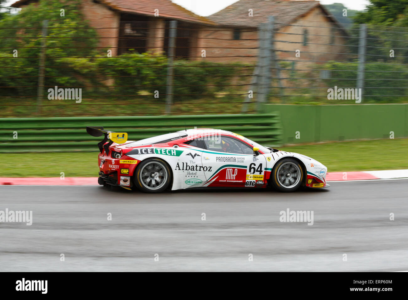 Imola, Italy – May 16, 2015: Ferrari F458 Italia GT3 of Af Corse Team,  in action during the European Le Mans Series - 4 Hours Stock Photo