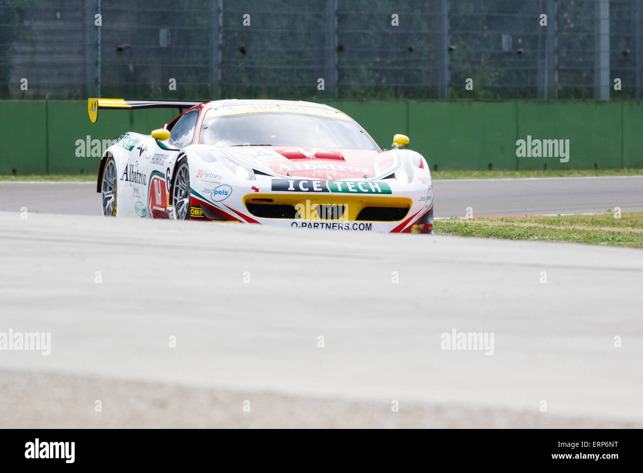 Imola, Italy – May 16, 2015: Ferrari F458 Italia GT3 of Af Corse Team,  in action during the European Le Mans Series - 4 Hours Stock Photo