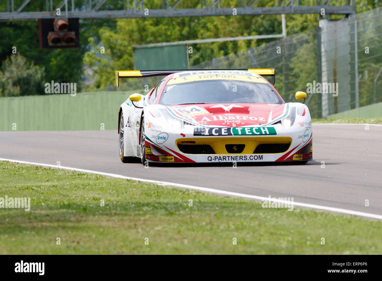 Imola, Italy – May 16, 2015: Ferrari F458 Italia GT3 of Af Corse Team,  in action during the European Le Mans Series - 4 Hours Stock Photo