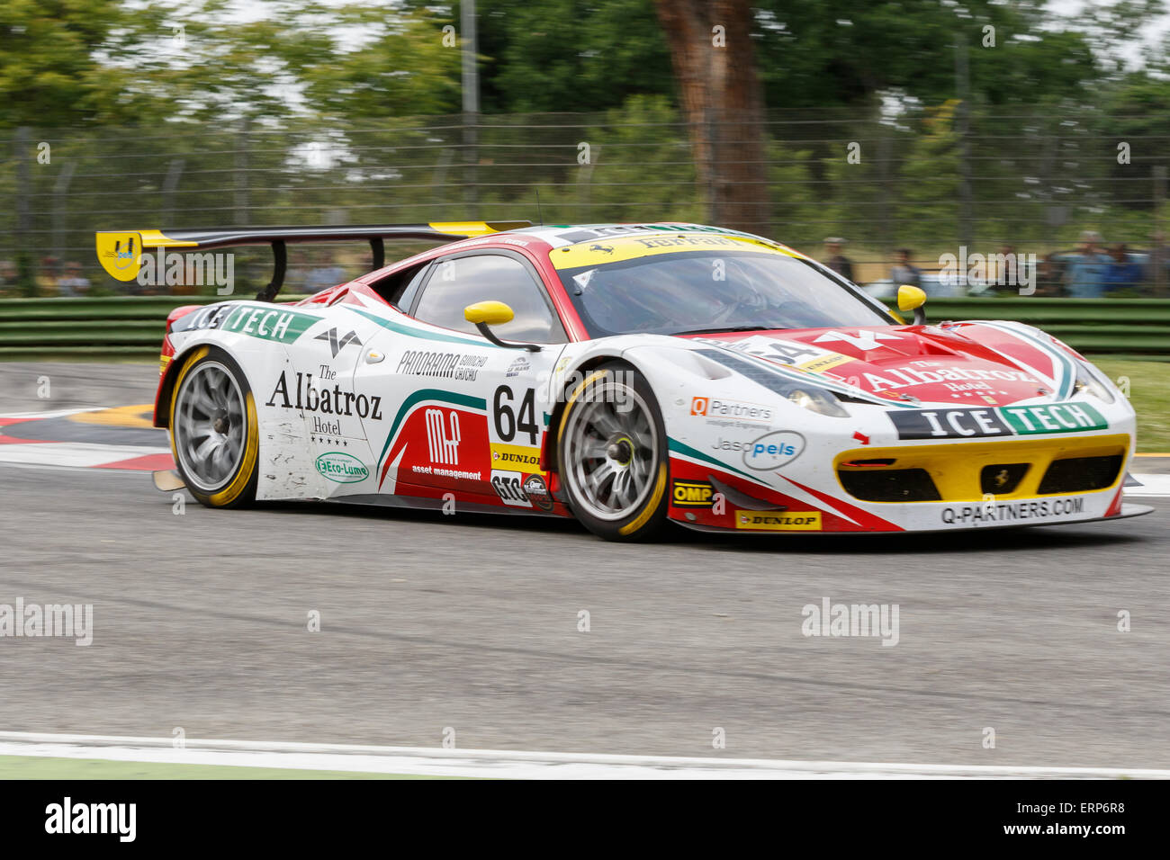 Imola, Italy – May 16, 2015: Ferrari F458 Italia GT3 of Af Corse Team,  in action during the European Le Mans Series - 4 Hours Stock Photo