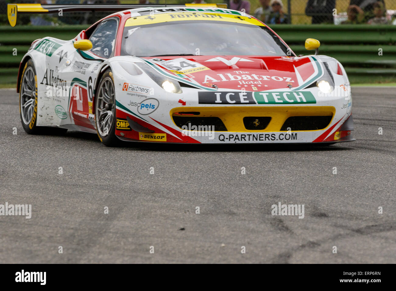 Imola, Italy – May 16, 2015: Ferrari F458 Italia GT3 of Af Corse Team,  in action during the European Le Mans Series - 4 Hours Stock Photo