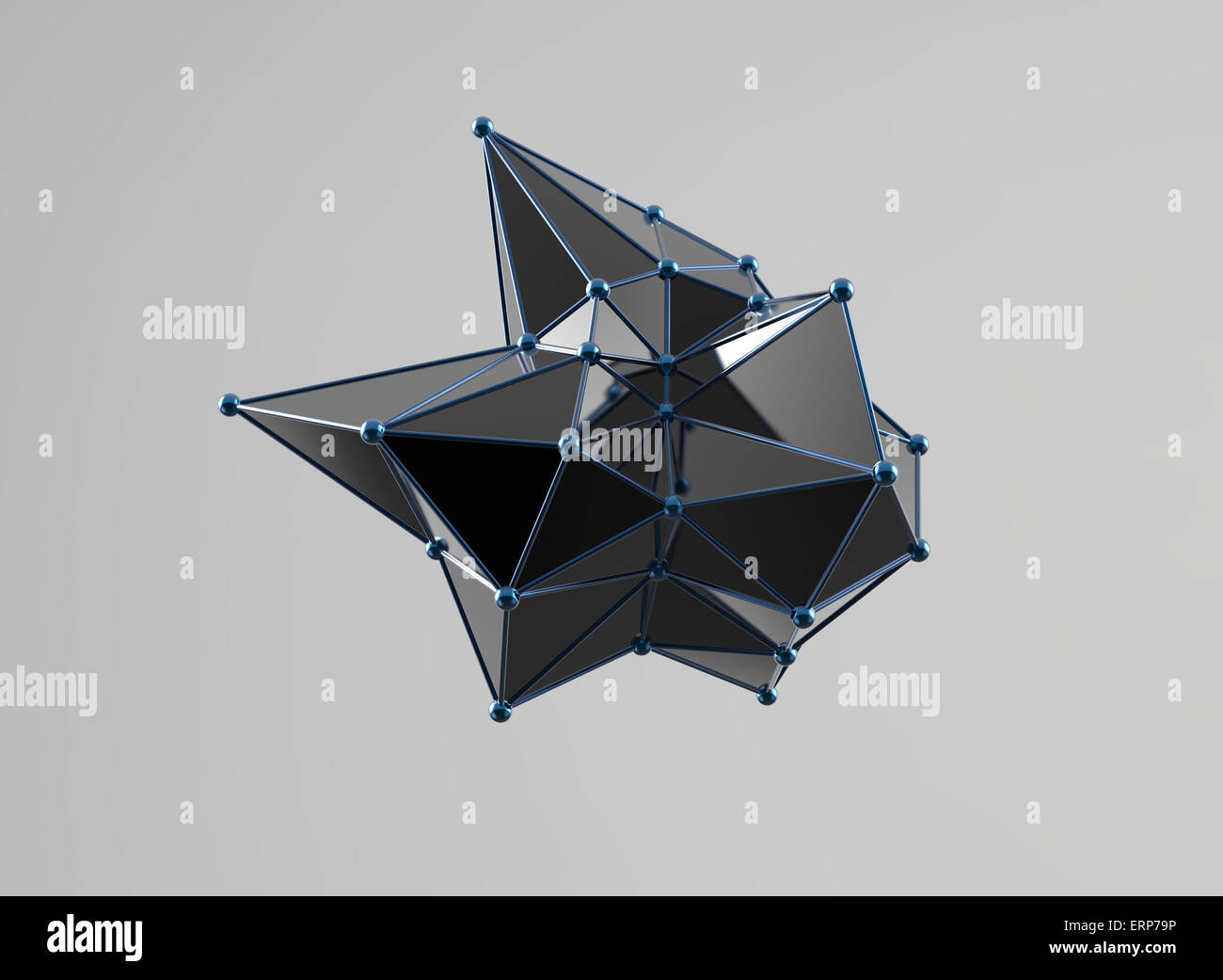 Futuristic digital abstract plexus style 3d molecule model Stock Photo