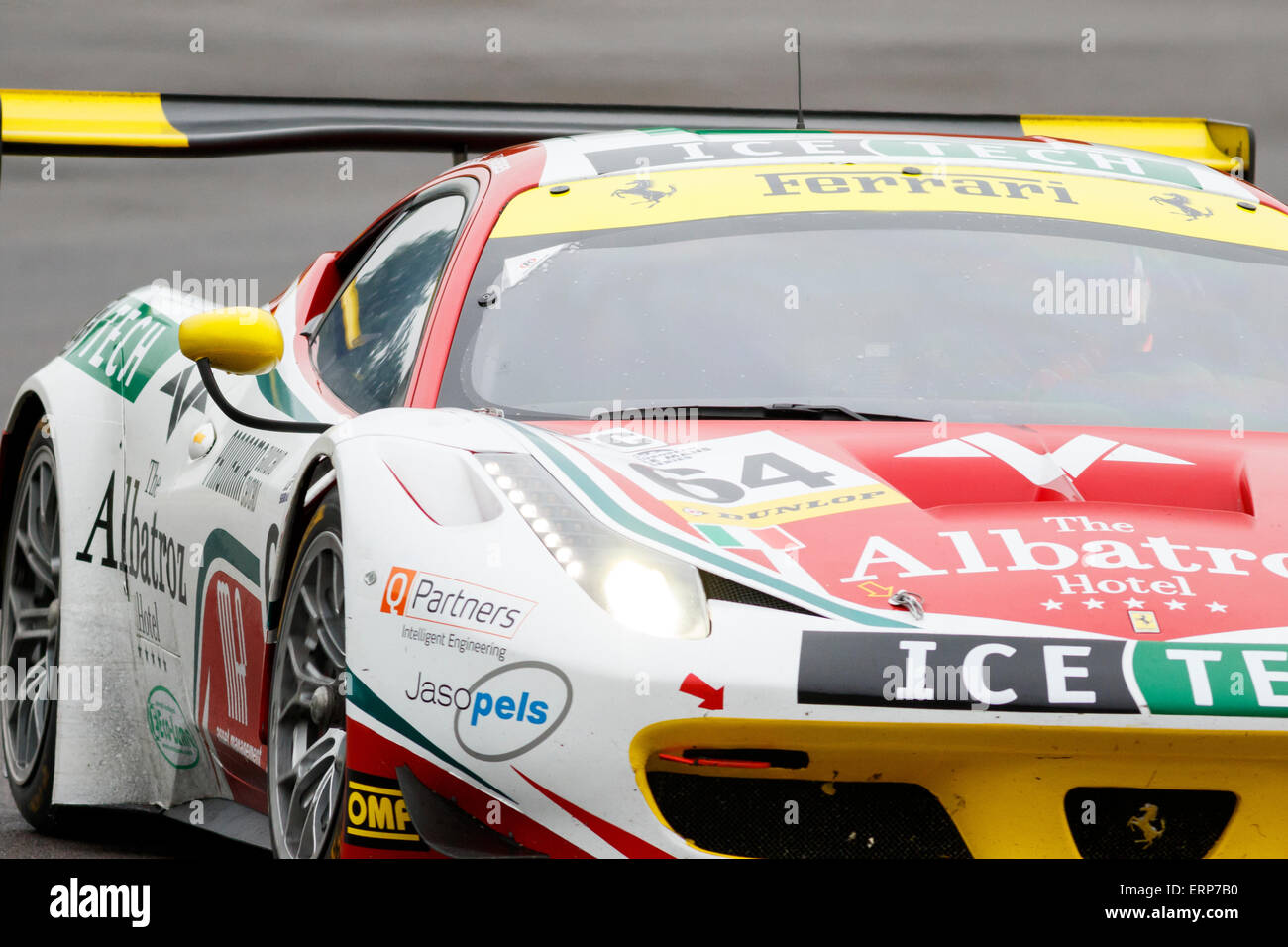 Imola, Italy – May 16, 2015: Ferrari F458 Italia GT3 of Af Corse Team,  in action during the European Le Mans Series - 4 Hours Stock Photo