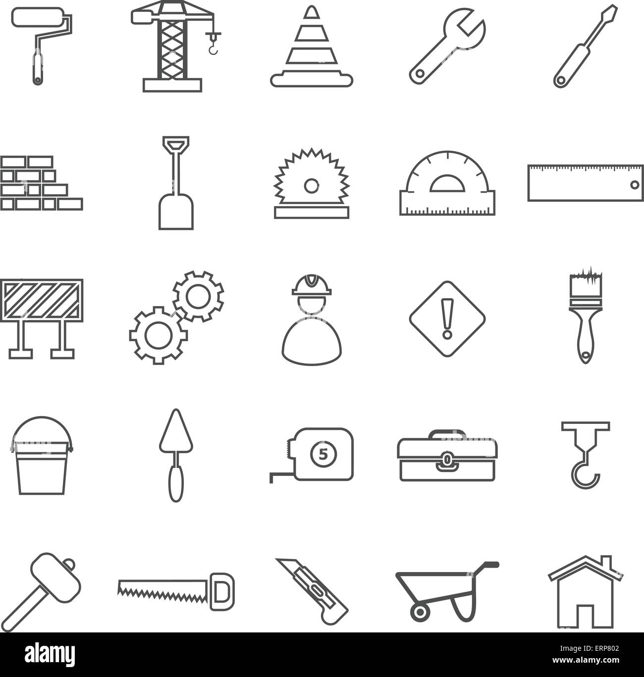 Construction line icons on white background, stock vector Stock Vector ...