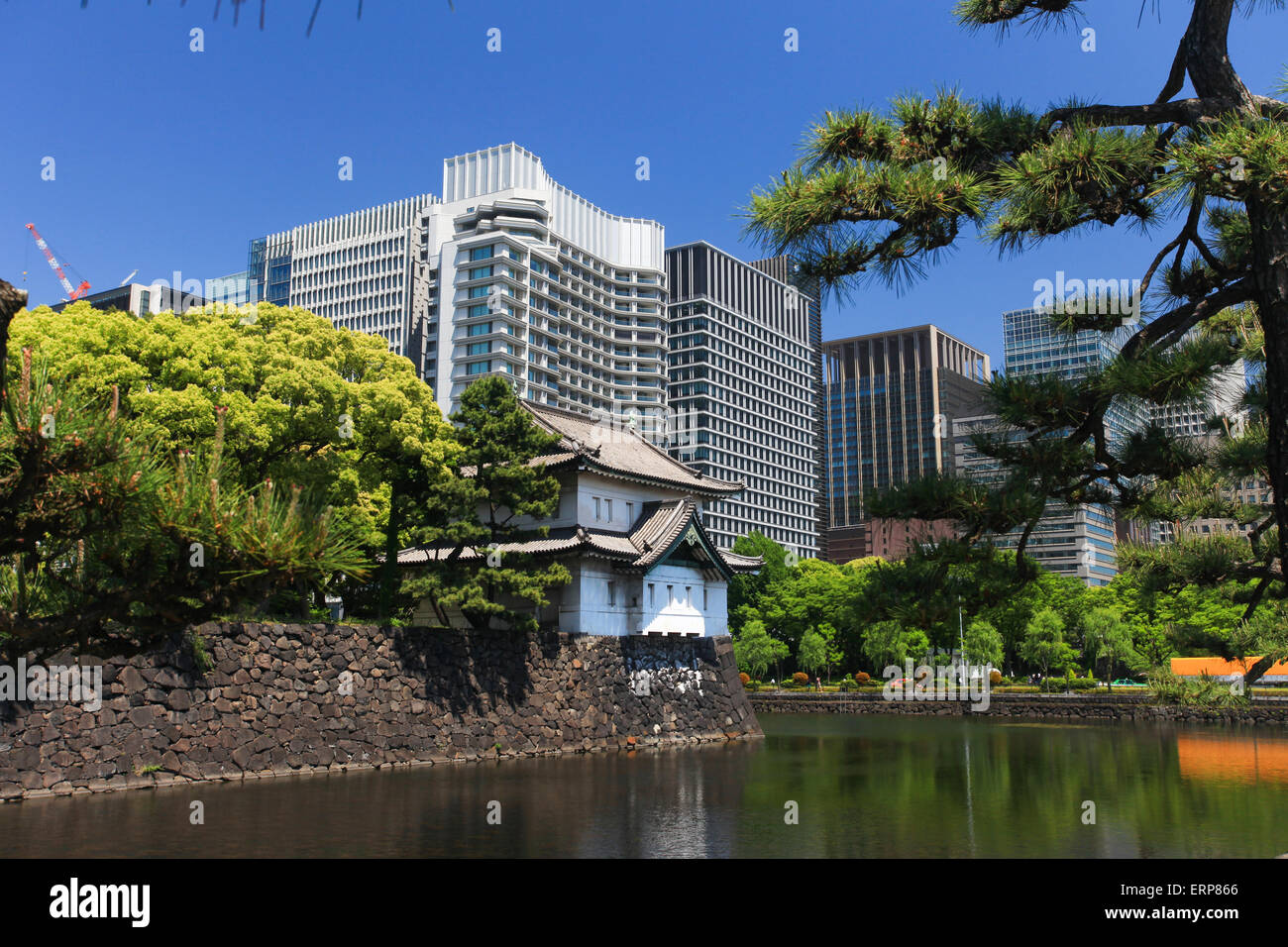 Imperial palace and Tokyo skyline Stock Photo