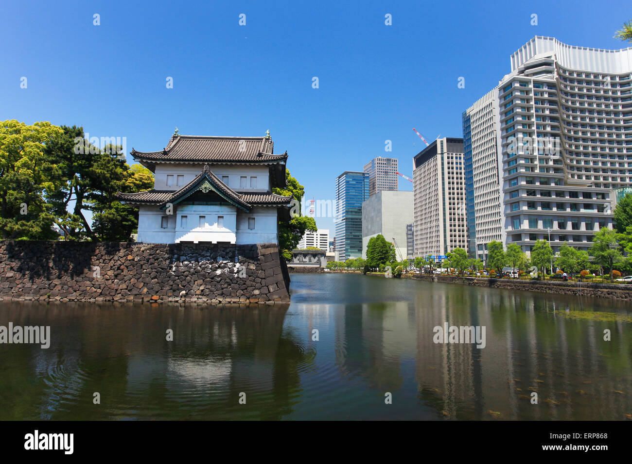 Imperial palace and Tokyo skyline Stock Photo