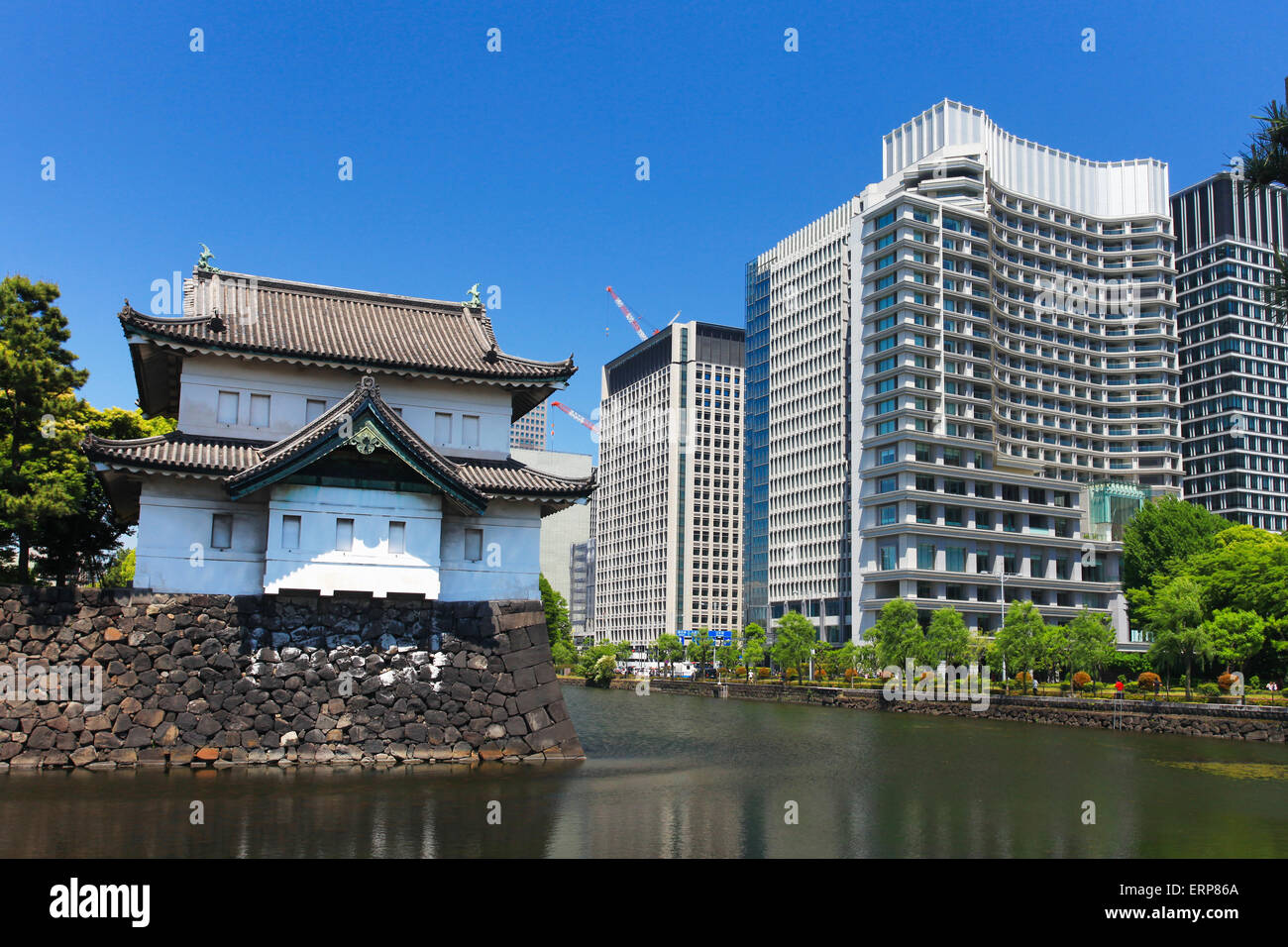 Imperial palace and Tokyo skyline Stock Photo