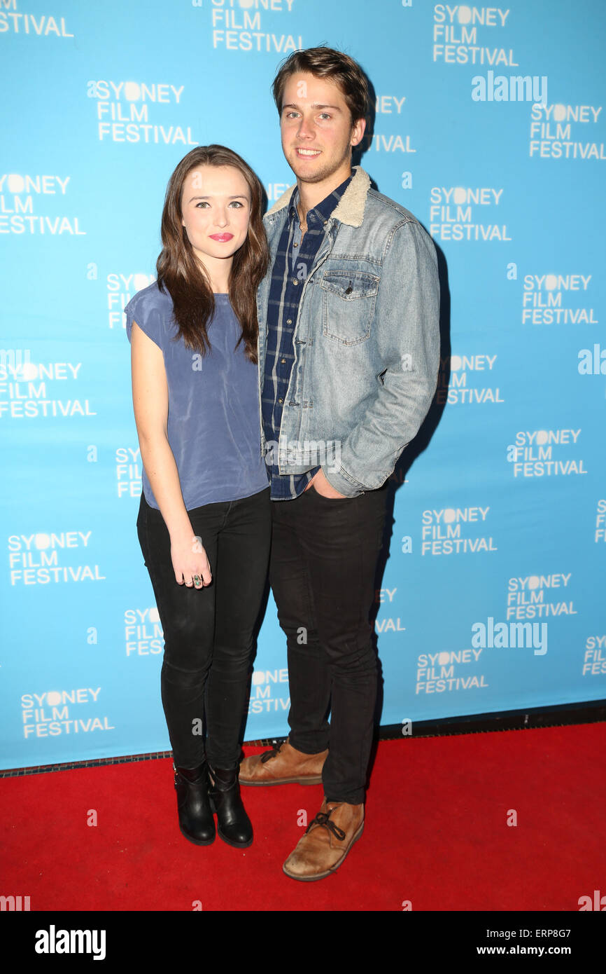 Sydney, Australia. 6 June 2015. Pictured: Philippa Northeast and boyfriend Isaac Brown. VIPs arrived on the red carpet for the Sydney Film Festival World Premiere of Last Cab to Darwin at the State Theatre, 49 Market Street, Sydney. Credit: Richard Milnes/Alamy Live News Stock Photo