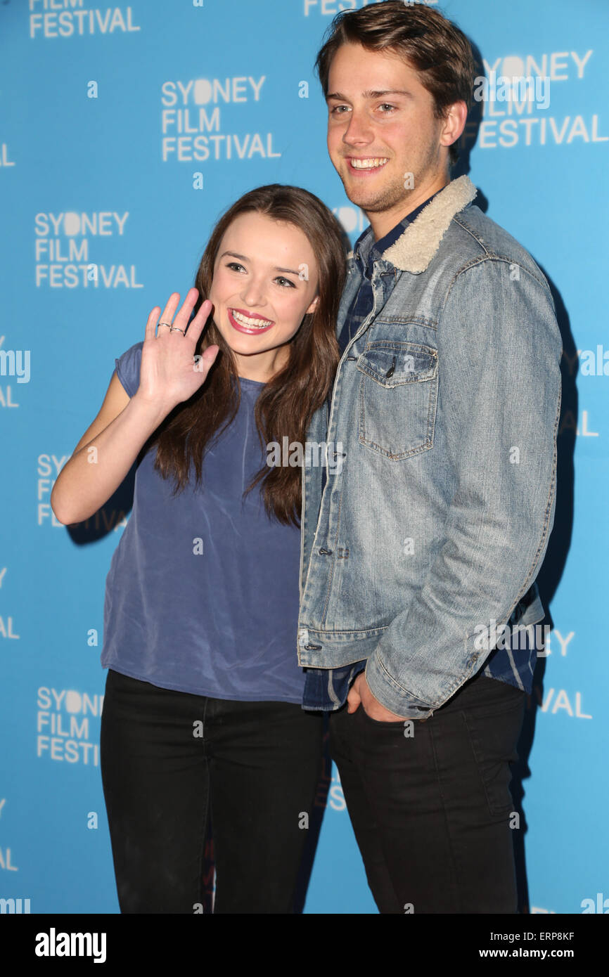 Sydney, Australia. 6 June 2015. Pictured: Philippa Northeast and boyfriend Isaac Brown. VIPs arrived on the red carpet for the Sydney Film Festival World Premiere of Last Cab to Darwin at the State Theatre, 49 Market Street, Sydney. Credit: Richard Milnes/Alamy Live News Stock Photo