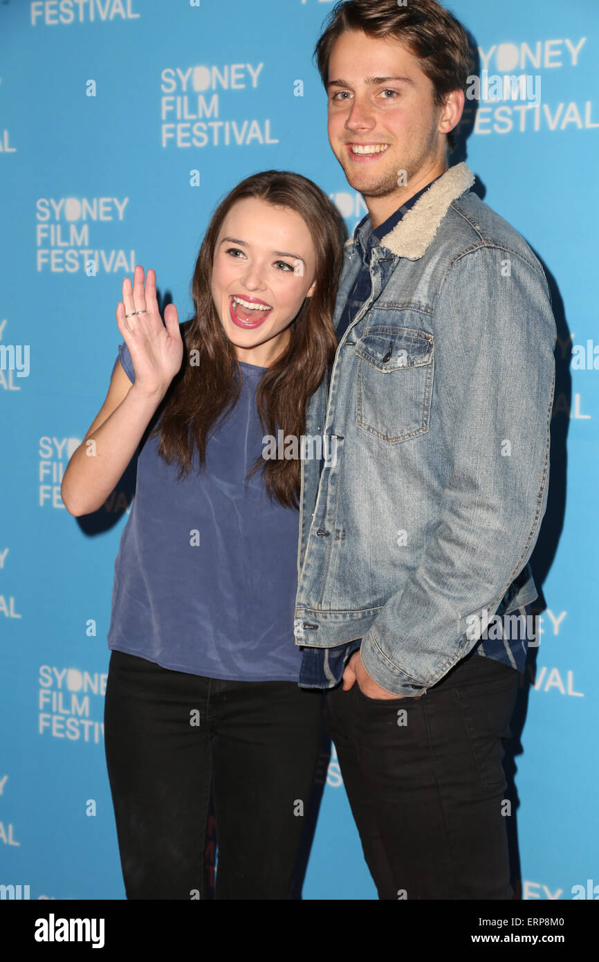 Sydney, Australia. 6 June 2015. Pictured: Philippa Northeast and boyfriend Isaac Brown. VIPs arrived on the red carpet for the Sydney Film Festival World Premiere of Last Cab to Darwin at the State Theatre, 49 Market Street, Sydney. Credit: Richard Milnes/Alamy Live News Stock Photo