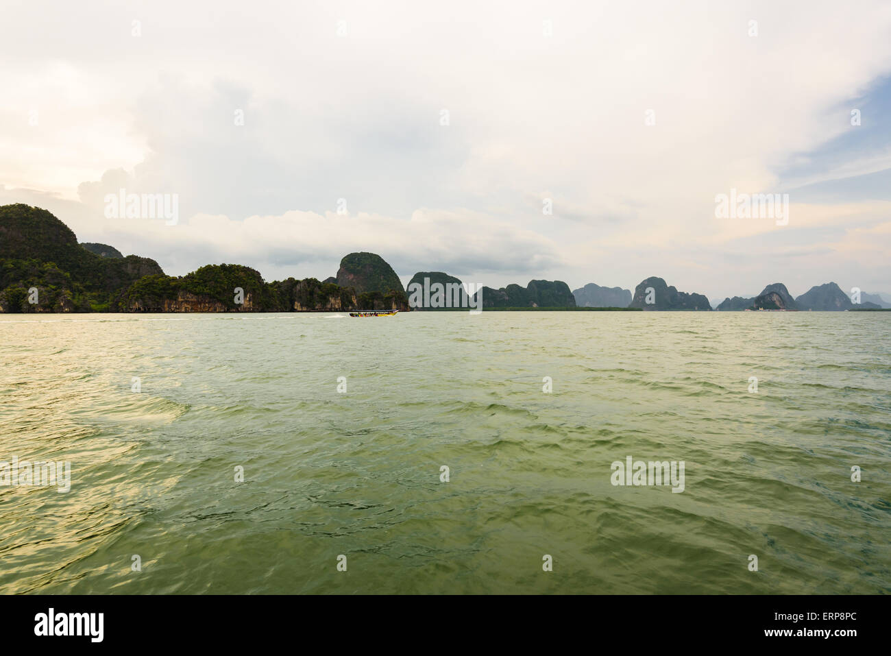 Natural landscape beautiful sea in the evening at the Ao Phang Nga Bay National Park, Thailand Stock Photo